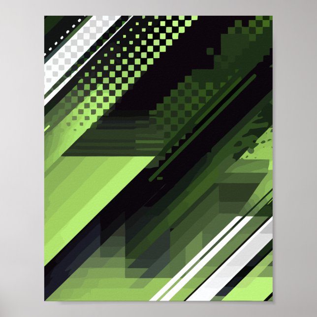 Green Gradient Abstract with Angular Patterns Poster (Front)