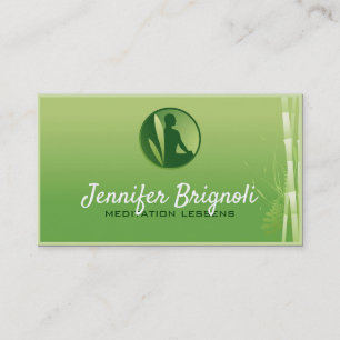 Green Gradient Bamboo Meditation Lessens Card