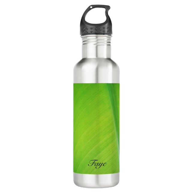 Green gradient Banana leaf texture pattern name 710 Ml Water Bottle (Front)