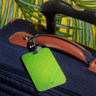 Green gradient Banana leaf texture pattern name Luggage Tag