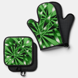 Green Gradient Colour Fill Art Perspective Drawing Oven Mitt & Pot Holder Set