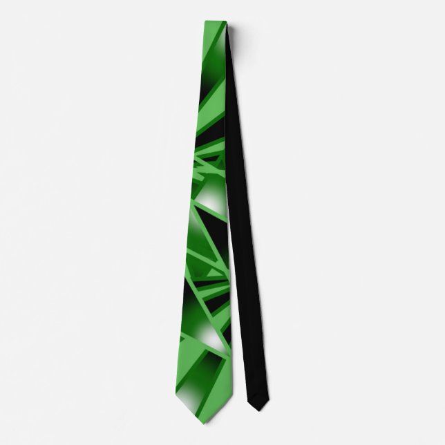Green Gradient Colour Fill Art Perspective Drawing Tie (Front)