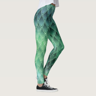 Green Gradient Dragon Scales Leggings