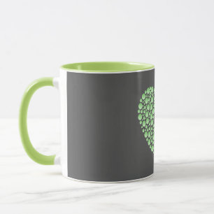 Green Gradient Heart Circles – Dark Grey Minimal  Mug