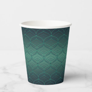 Green gradient in art deco style. paper cups