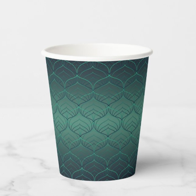 Green gradient in art deco style. paper cups (Front)