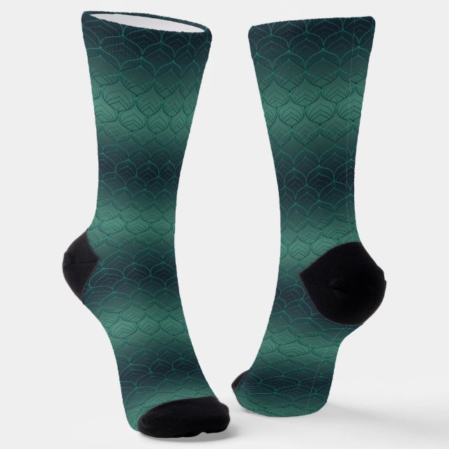 Green gradient in art deco style. socks (Angled)