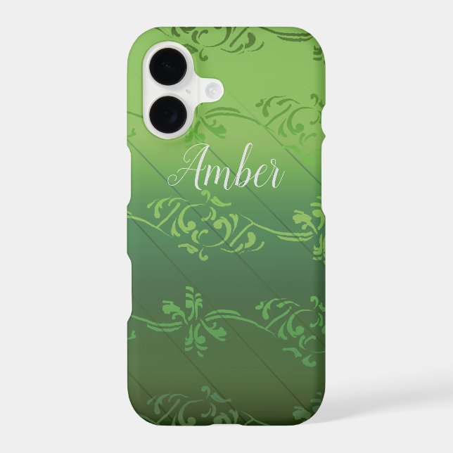 Green Gradient Leaf Pattern Personalised (Back)