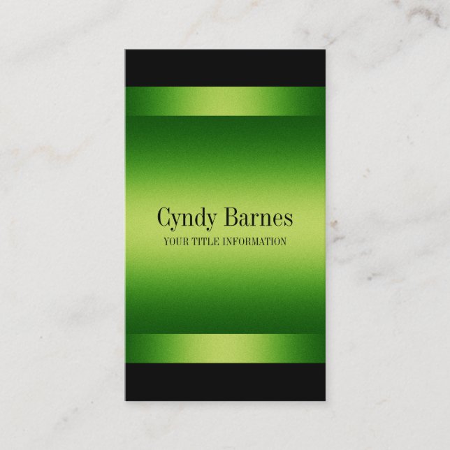Green Gradient on Black Business Card (Front)