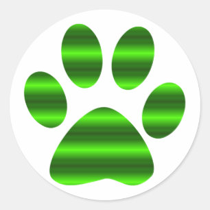 Green Gradient Paw Print Classic Round Sticker