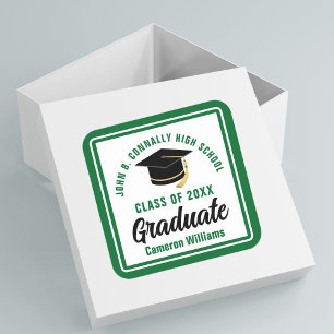 Green Graduate 2025 Personalised Graduation Party Square Sticker