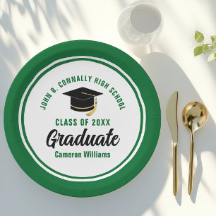 Green Graduate Customisable Graduation Party Paper Plate