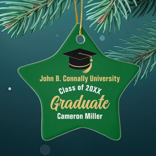 Green Graduate Personalised 2025 Graduation Star Ceramic Tree Decoration (Creator Uploaded)