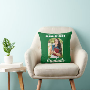 Green Graduate Photo Arch Modern 2026 Graduation Cushion