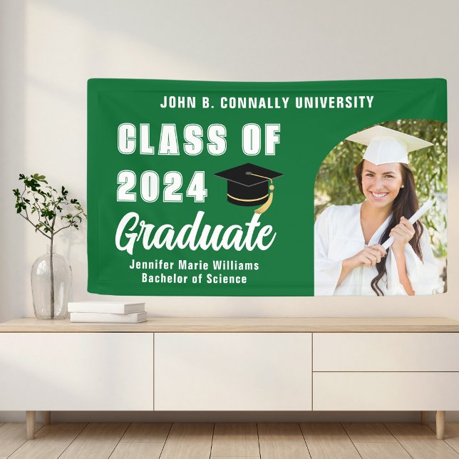 Green Graduate Photo Bold 2025 Graduation Party Banner (Creator Uploaded)