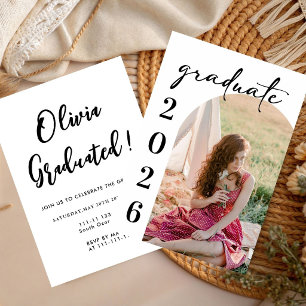 Green graduate photo Graduation Party Class 26 Invitation