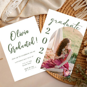  Green graduate photo  Graduation Party Class 26  Invitation