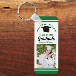 Green Graduate Photo Personalised 2023 Graduation Key Ring