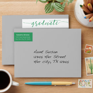 Green Graduate Script Modern Wrap Around Label