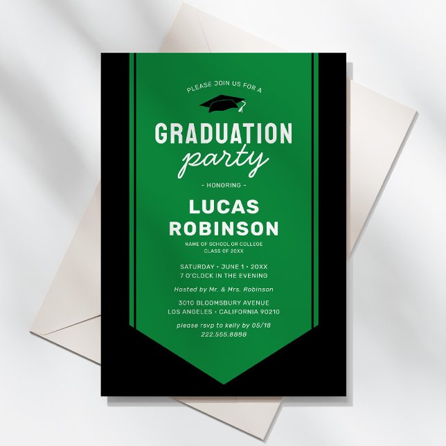 Green Graduate Stole Sash Graduation Party Invitation (Creator Uploaded)