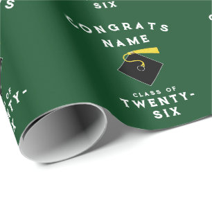 Green Graduation 2026 Gift Wrapping Paper