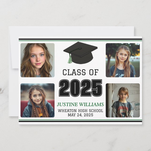 Green Graduation  Announcement (Front)