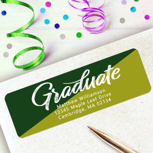 Green Graduation Bold Script Simple Modern Address