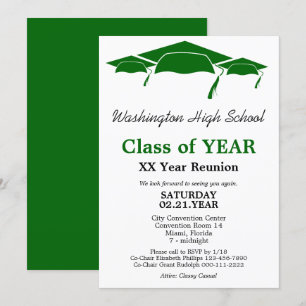 Green Graduation Caps Class Reunion Template