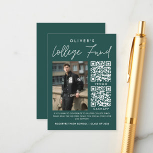 Green Graduation College Fund 2 QR Code Photo Enclosure Card