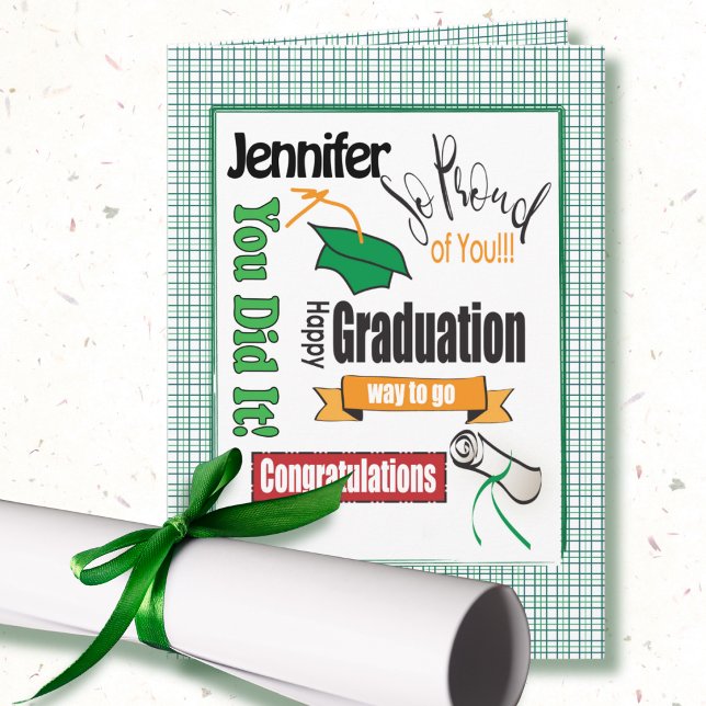 Green Graduation Congratulation Custom Card (Creator Uploaded)