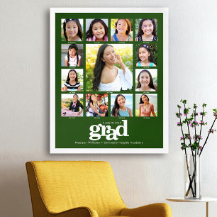 Green Graduation K–12 Photo Collage Bold Modern Poster
