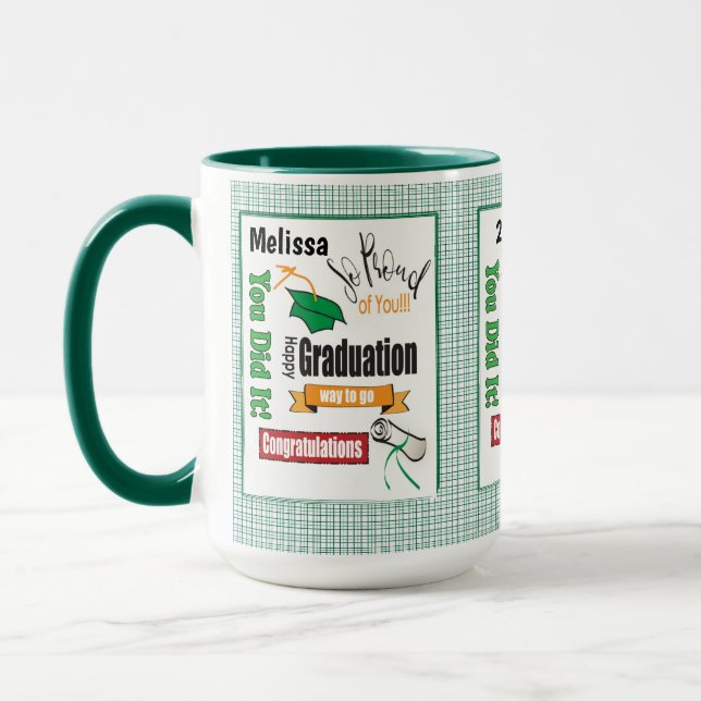  Green Graduation Modern Typography Coffee Mug (Left)