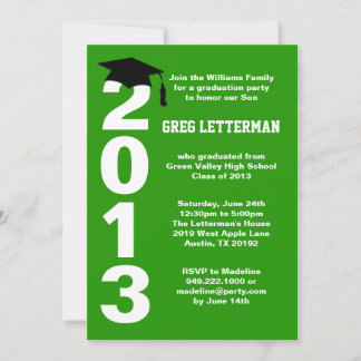 Green Graduation Party Invitation Class of 2013