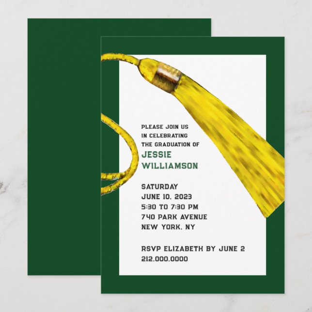 Green Graduation Party Invitations (Front/Back)