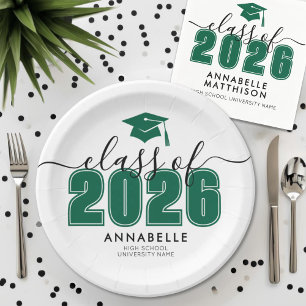 Green Graduation Party Paper Plate