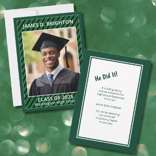 Green Graduation Photo Announcement