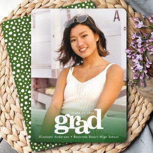 Green graduation photo bold modern typography announcement