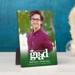 Green Graduation Photo Bold Typography Minimalist Plaque