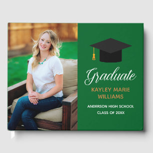 Green Graduation Senior Photo Autograph 2025 Guest Book