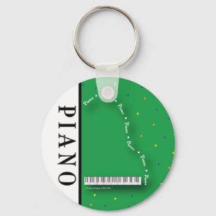 Green Grand Piano Keychain