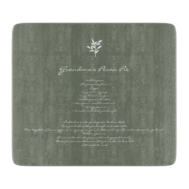 Green Grandmas Family Recipe Keepsake Custom Text  Cutting Board (Front)