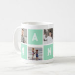 Green Grandmother 5 Photo Collage Nana Coffee Mug<br><div class="desc">The perfect gift for your grandma. Easily personalise this green photo collage mug with your images to create a beautiful photo gift for your grandma.</div>