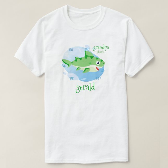 Green Grandpa Shark T-Shirt (Design Front)
