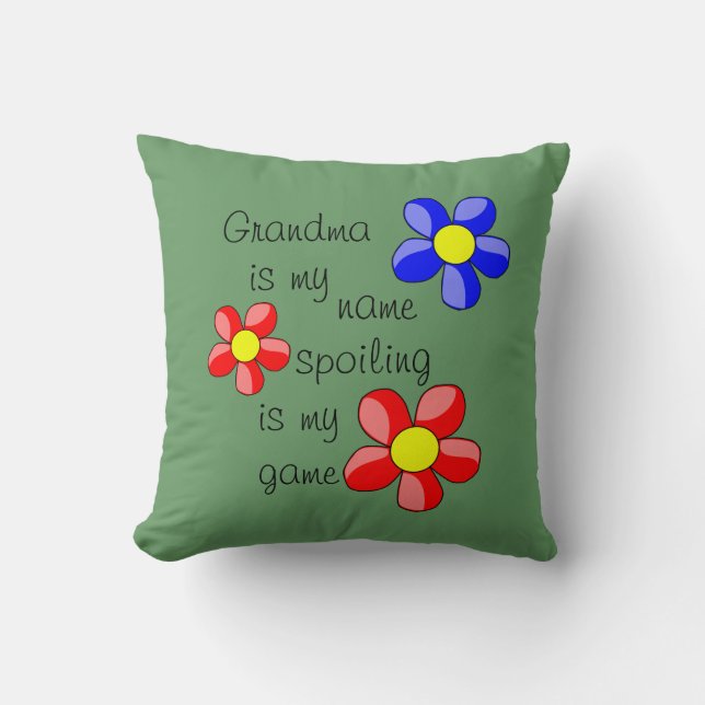 Green Grandparent / Grandchildren Quote Pillow (Front)