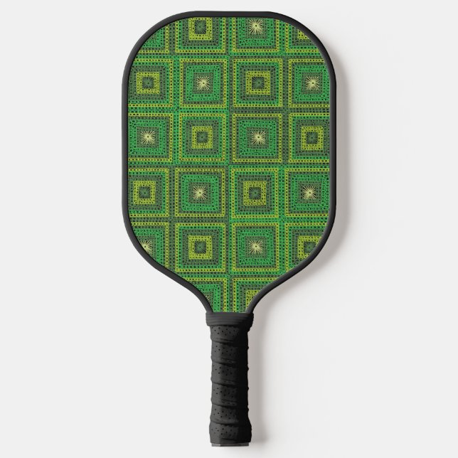 Green Granny Square Pattern Pickleball Paddle (Front)