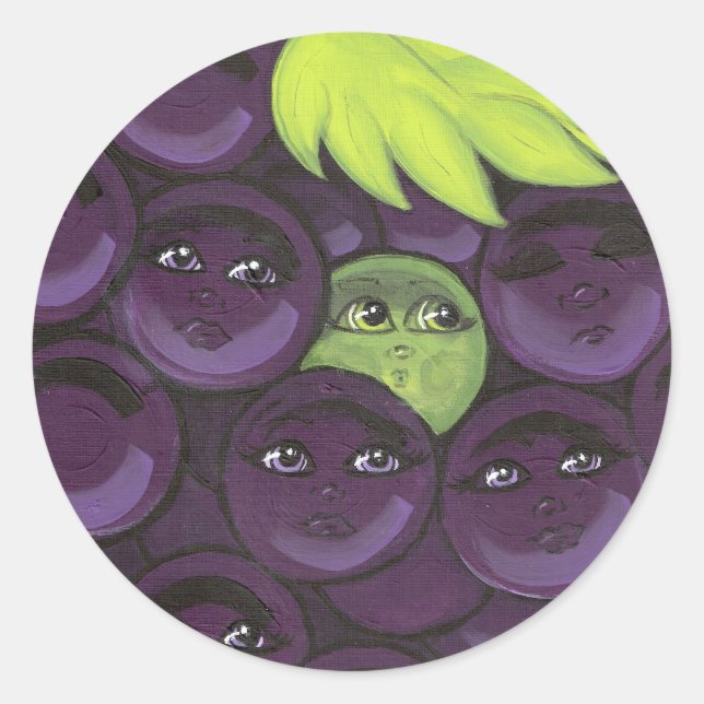 Green Grape Fitting In Classic Round Sticker (Front)