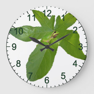Green Grape Leaf Frog, Wall Clock