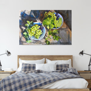 Green Grape Still Life Painting Canvas Print