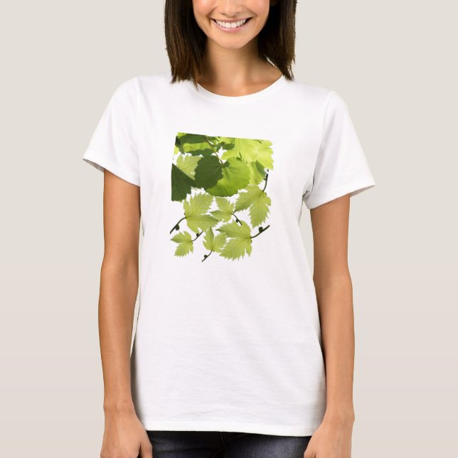 Green Grape Vine Leaves T-Shirt (Front)