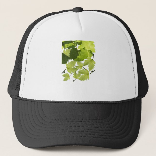 Green Grape Vine Leaves Trucker Hat (Front)
